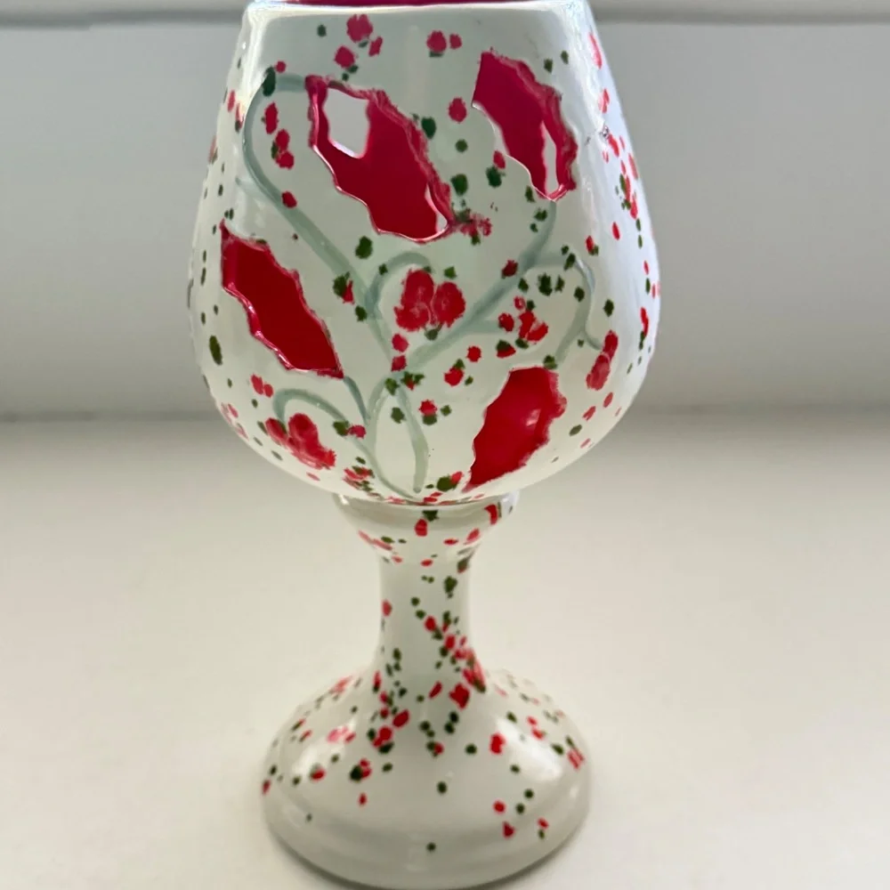Vintage Ceramic Votive Candle Holder Splatterware Design‎